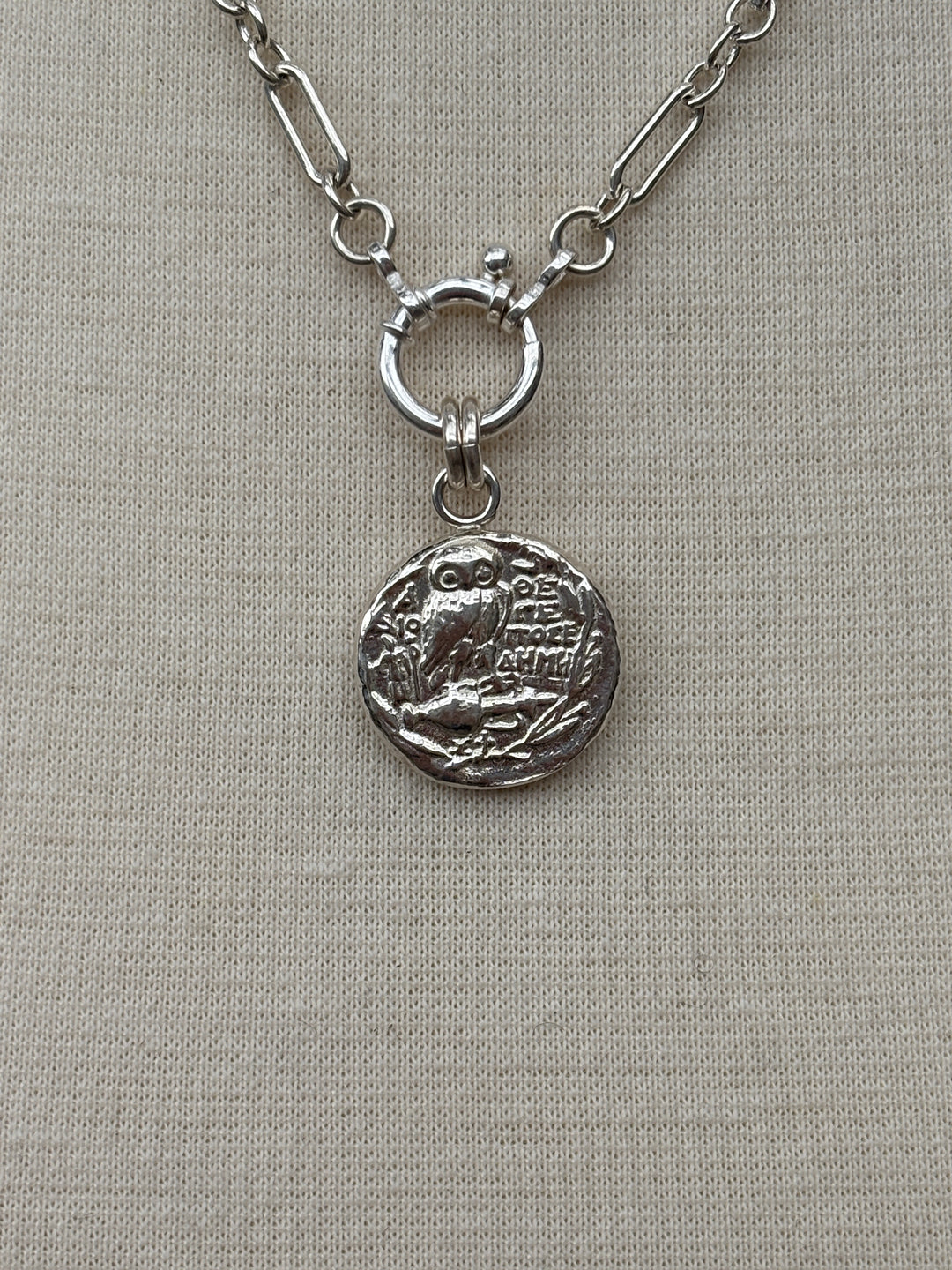 Ashton SS Owl Coin Necklace