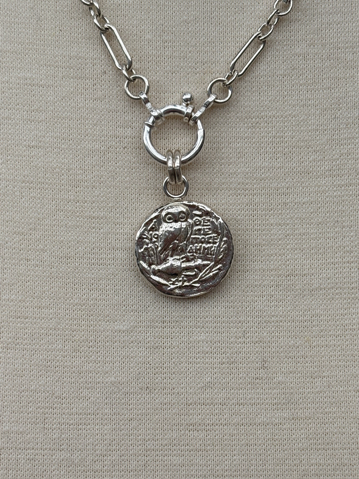 Ashton SS Owl Coin Necklace