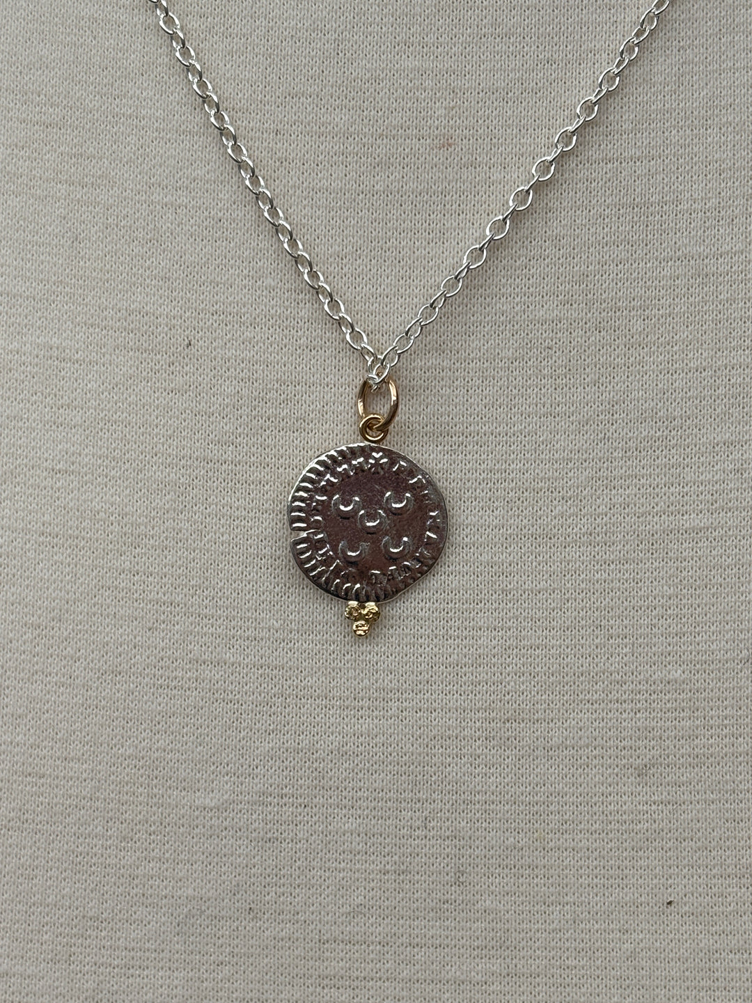 Ashton Maltese Cross Coin SS & 18K Gold Necklace
