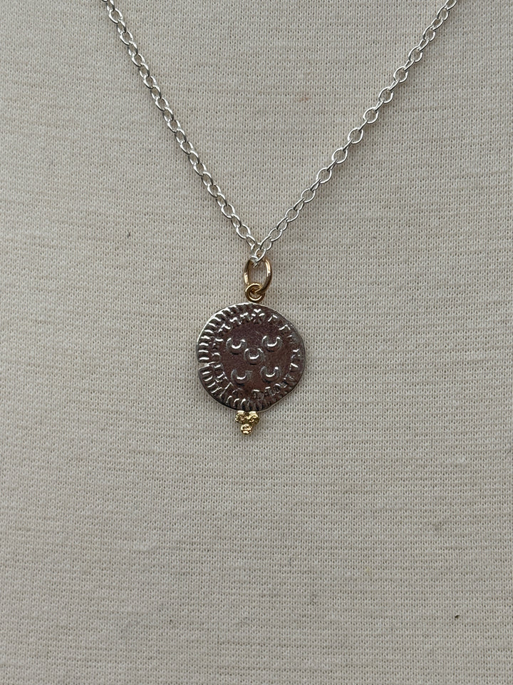 Ashton Maltese Cross Coin SS & 18K Gold Necklace