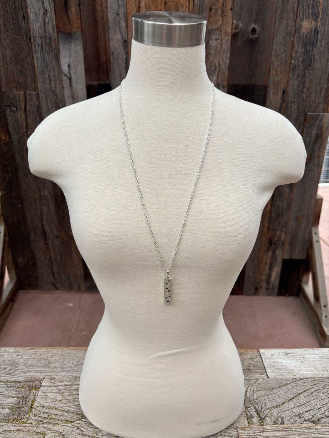Ashton Sampietrini Sapphire & Diamond Bar Necklace Fine Silver