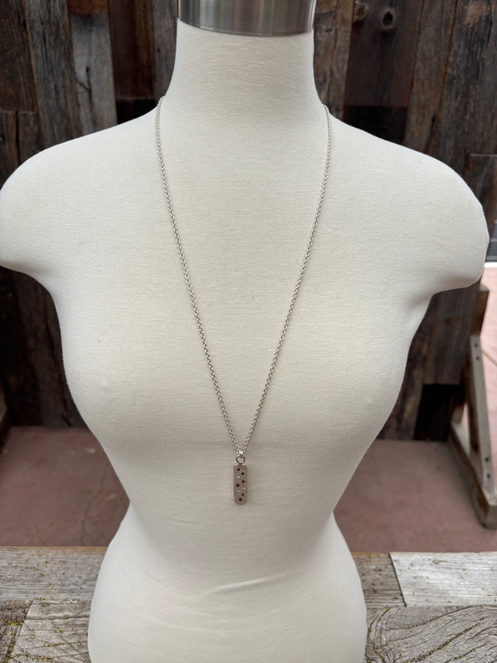 Ashton Sampietrini Ruby & Diamond Bar Necklace Fine Silver