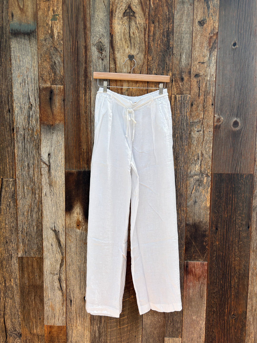 Milio Milano Wide Leg Linen Pants w/ Drawstring White