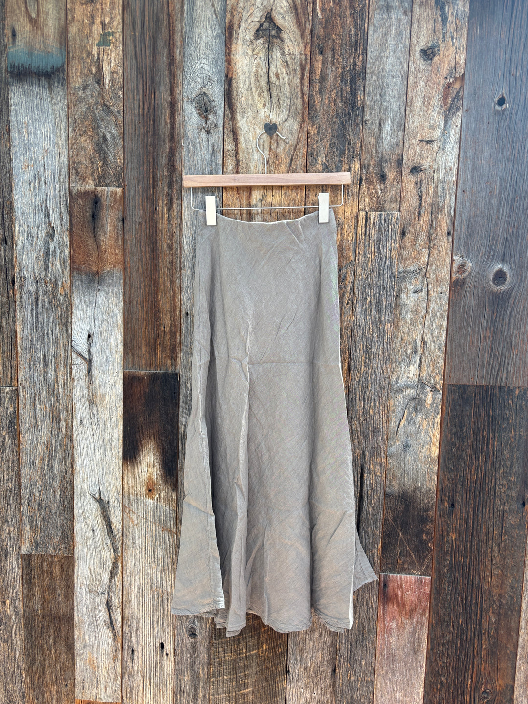 Milio Milano Crinkle Linen Midi Skirt -Mocha