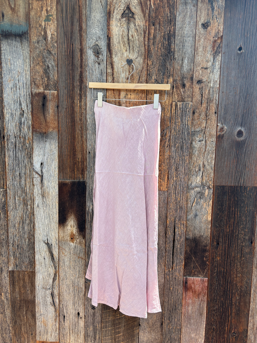 Milio Milano Crinkle Linen Midi Skirt -Dusty Rose
