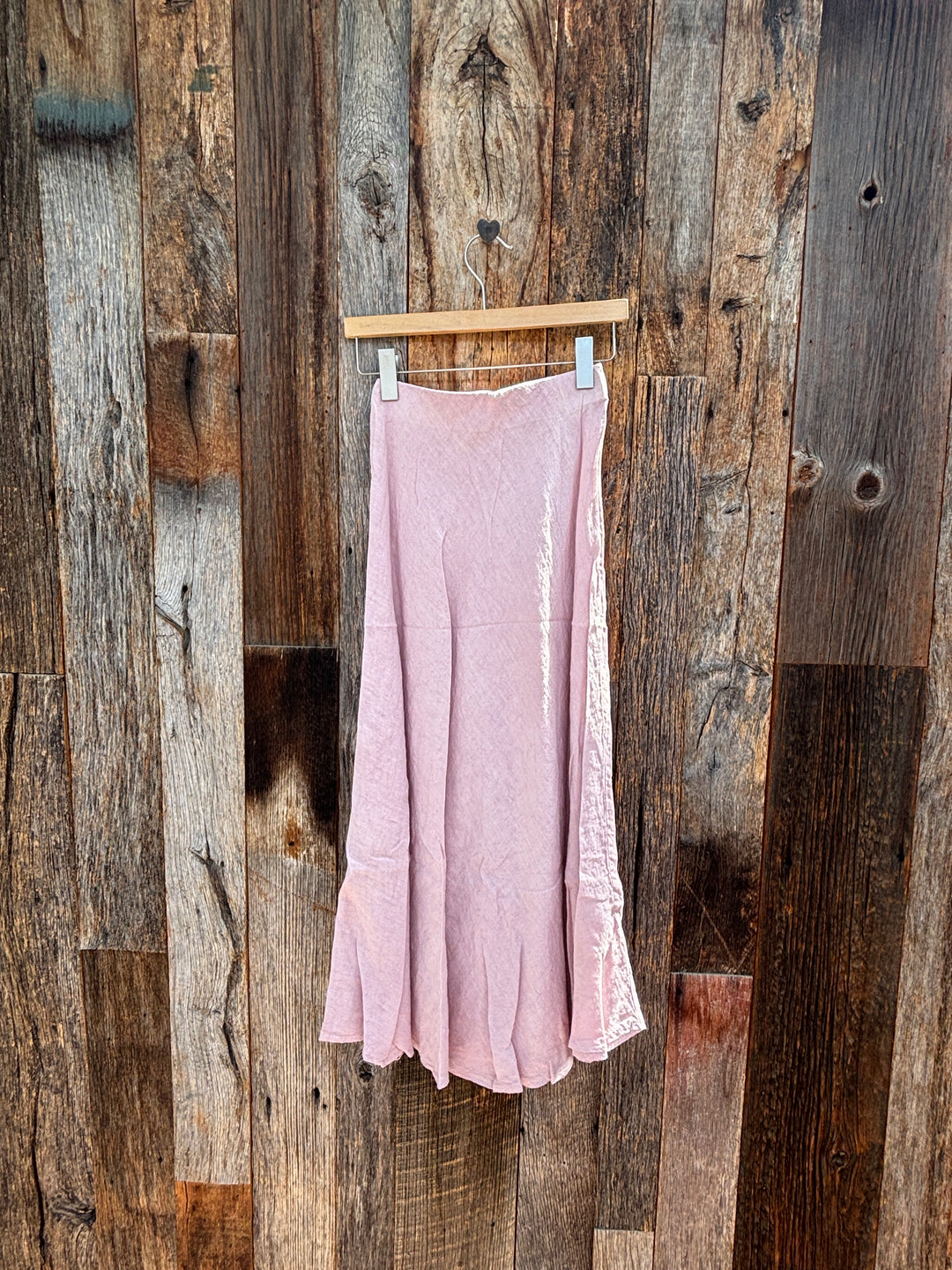 Milio Milano Crinkle Linen Midi Skirt -Dusty Rose