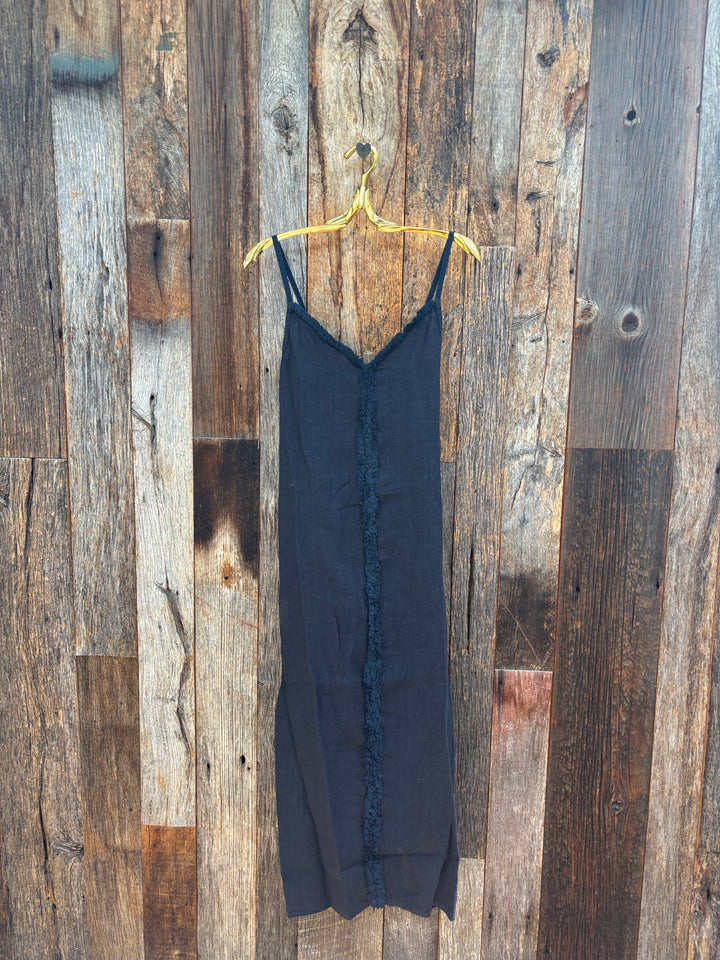 Milio Milano Raw Edge Seam Maxi Dress Navy