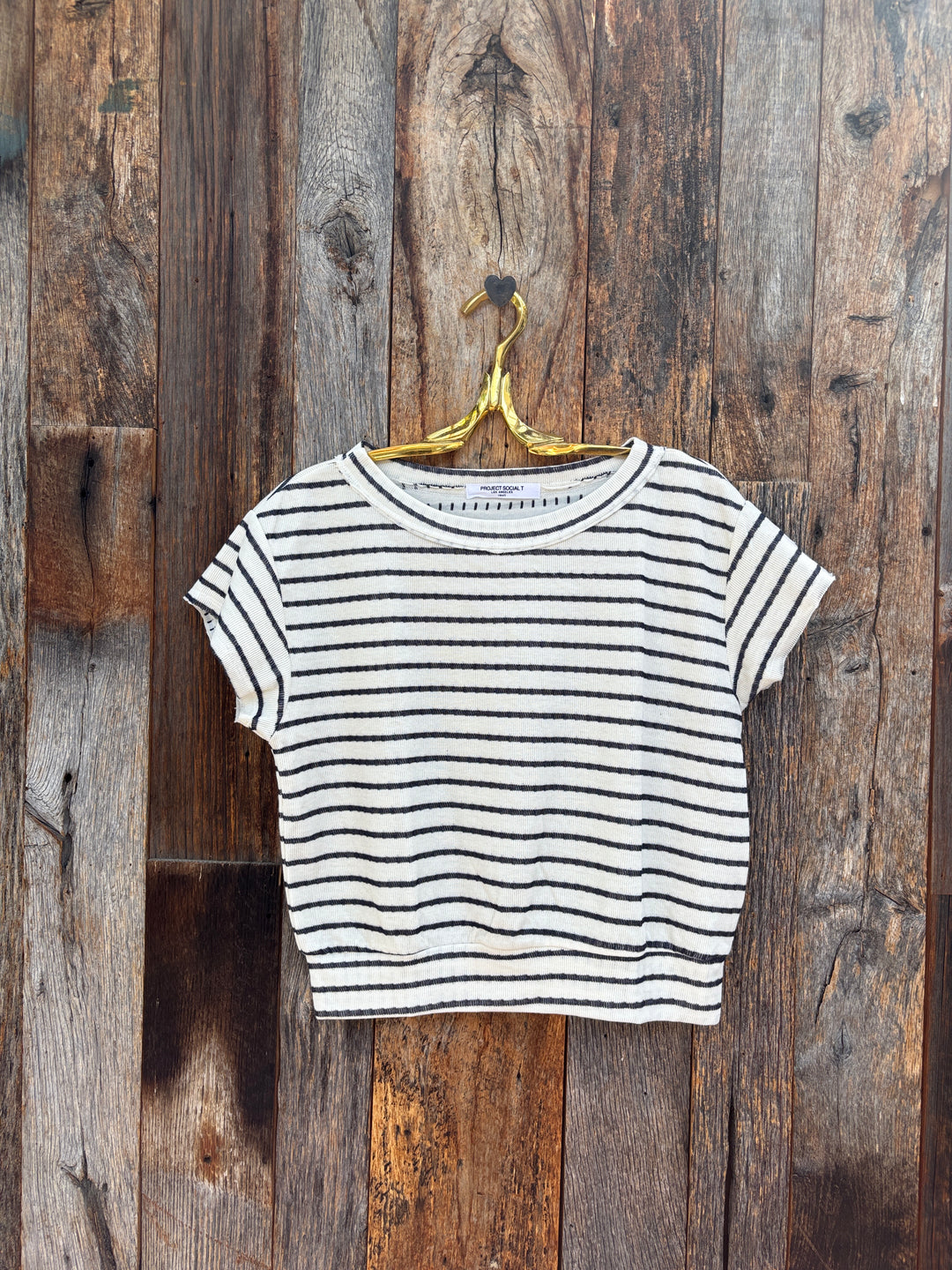 Project Social T Osper Textured Stripe Top Ivory/Navy