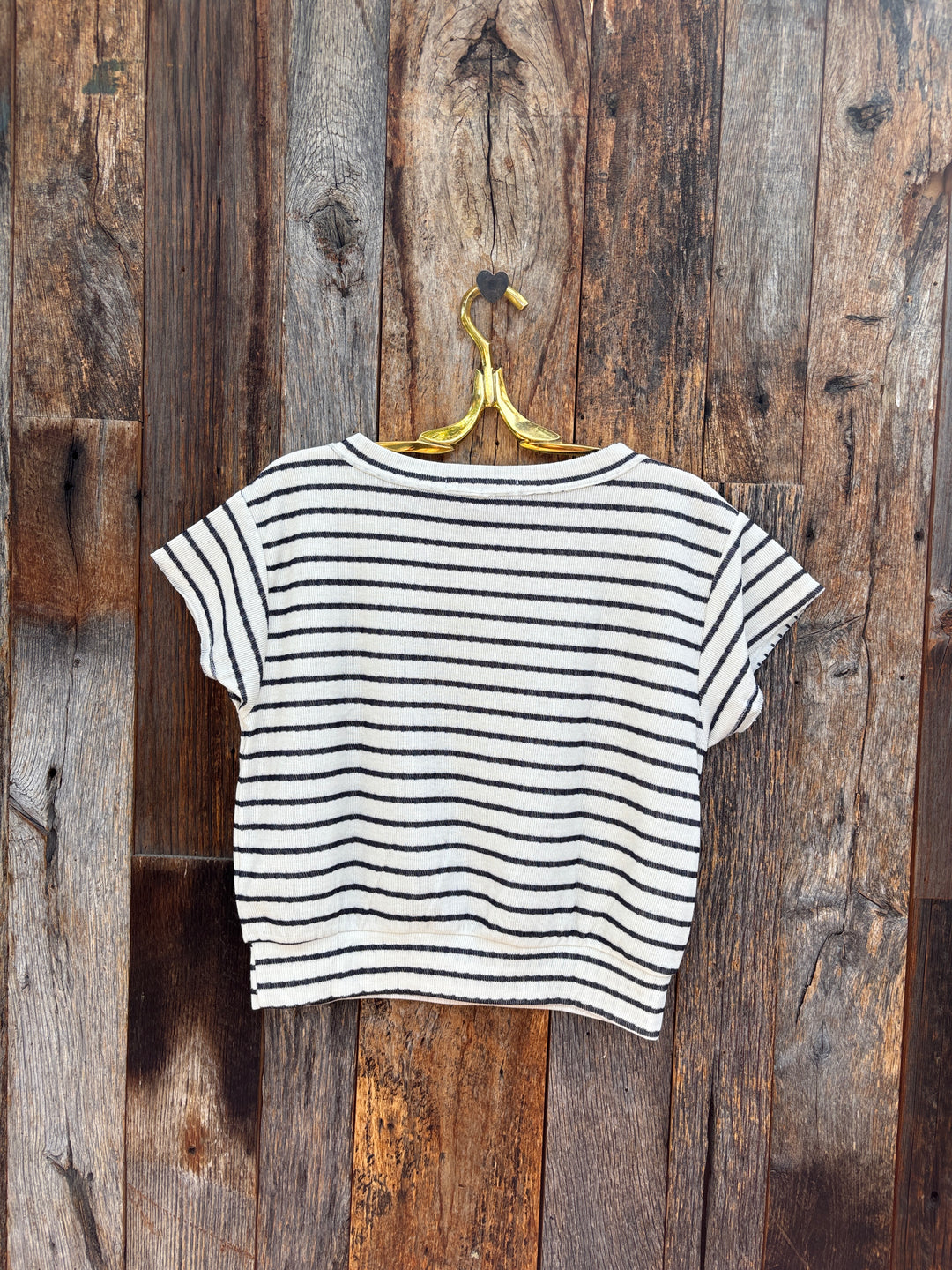 Project Social T Osper Textured Stripe Top Ivory/Navy