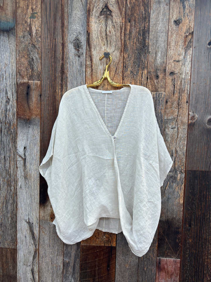 Milio Milano Single Button Crossover Top Beige