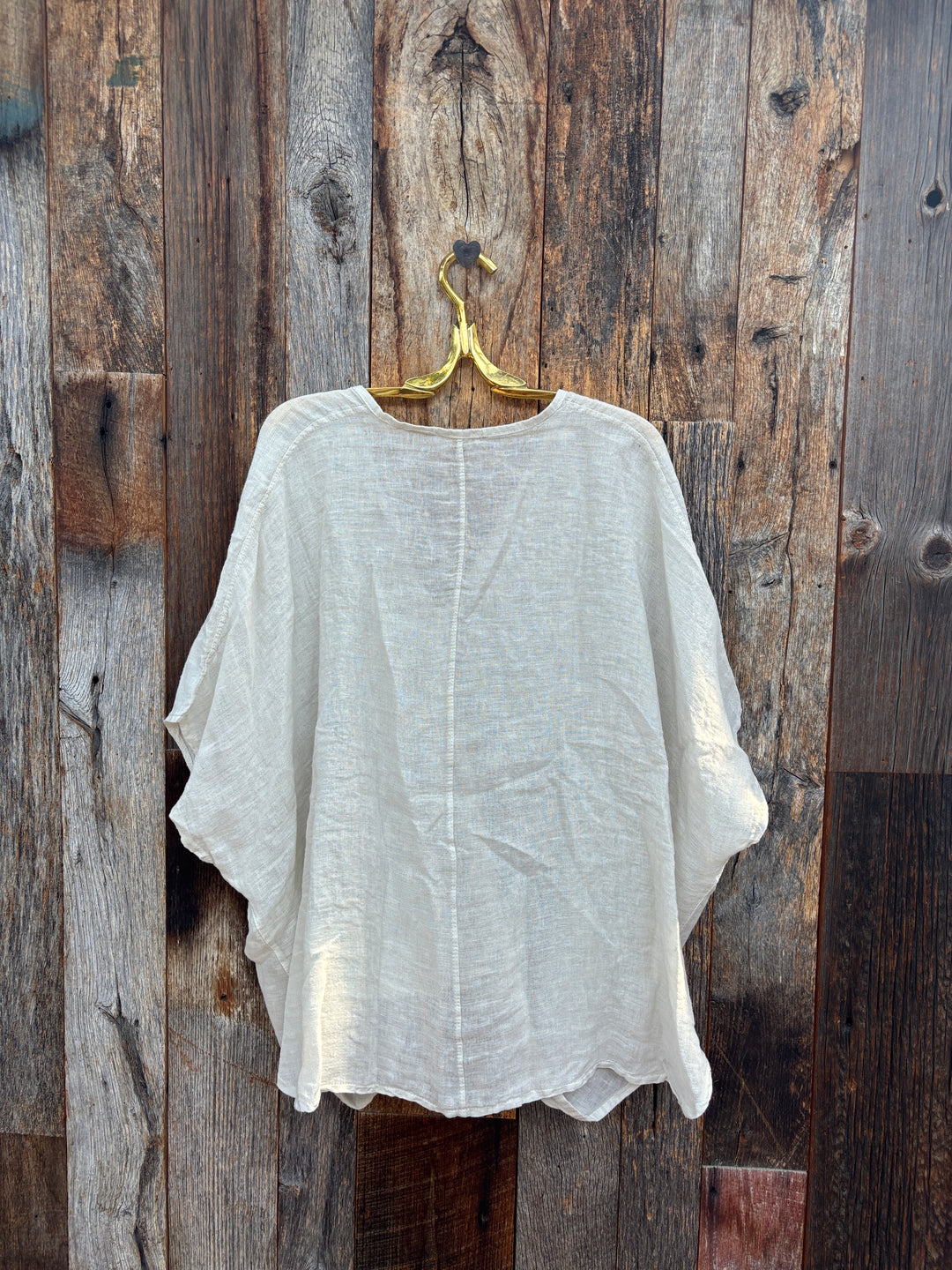Milio Milano Single Button Crossover Top Beige
