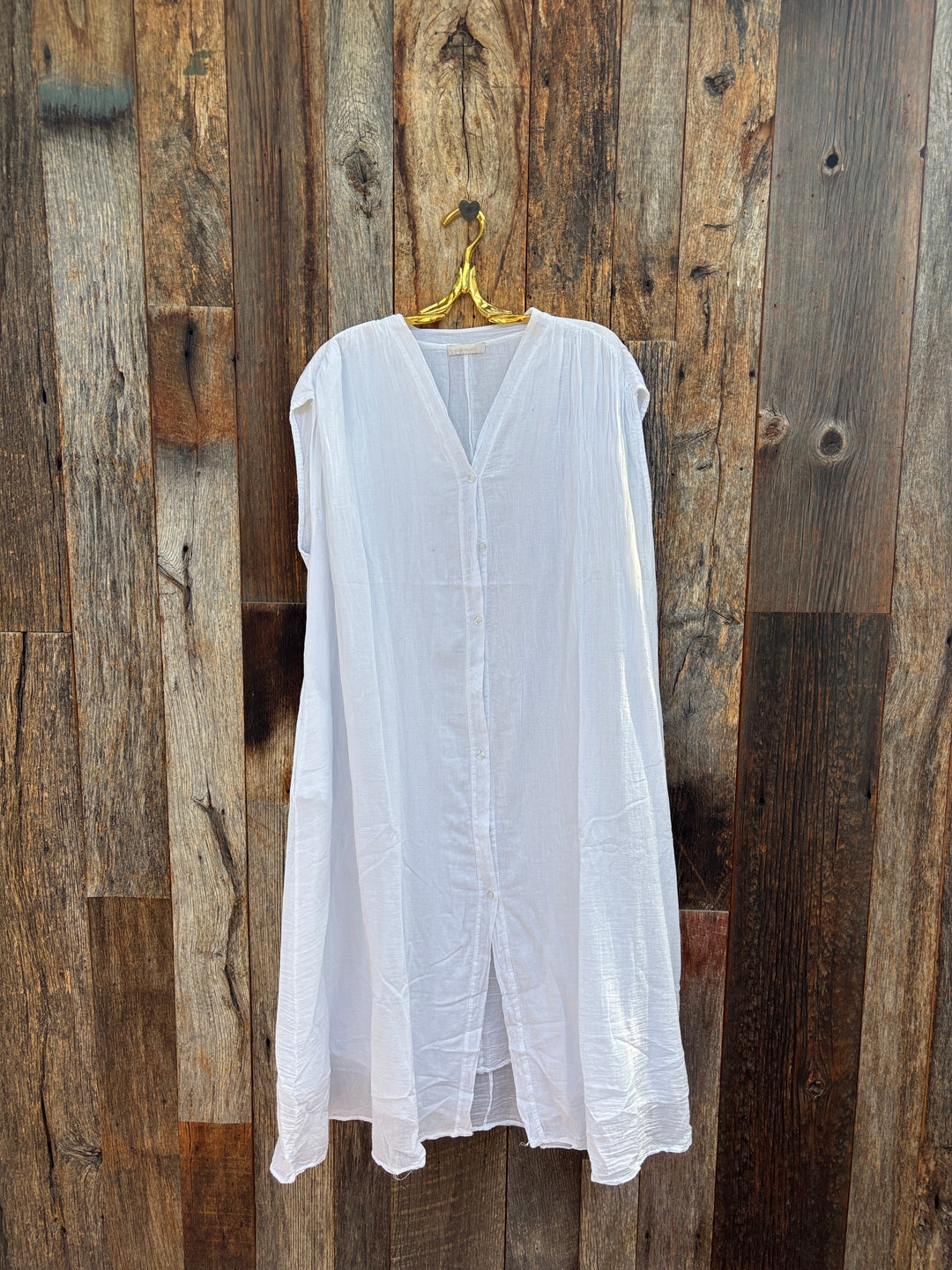 Milio Milano Crinkle Cotton Shirt Dress White