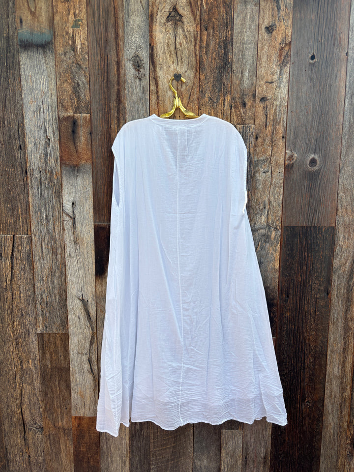 Milio Milano Crinkle Cotton Shirt Dress White