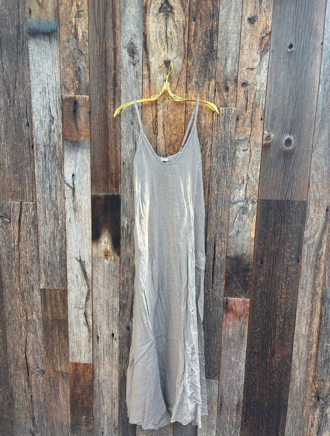 Milio Milano Spaghetti Strap Maxi Dress Mocha