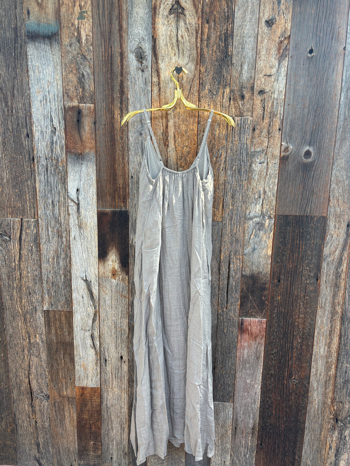 Milio Milano Spaghetti Strap Maxi Dress Mocha