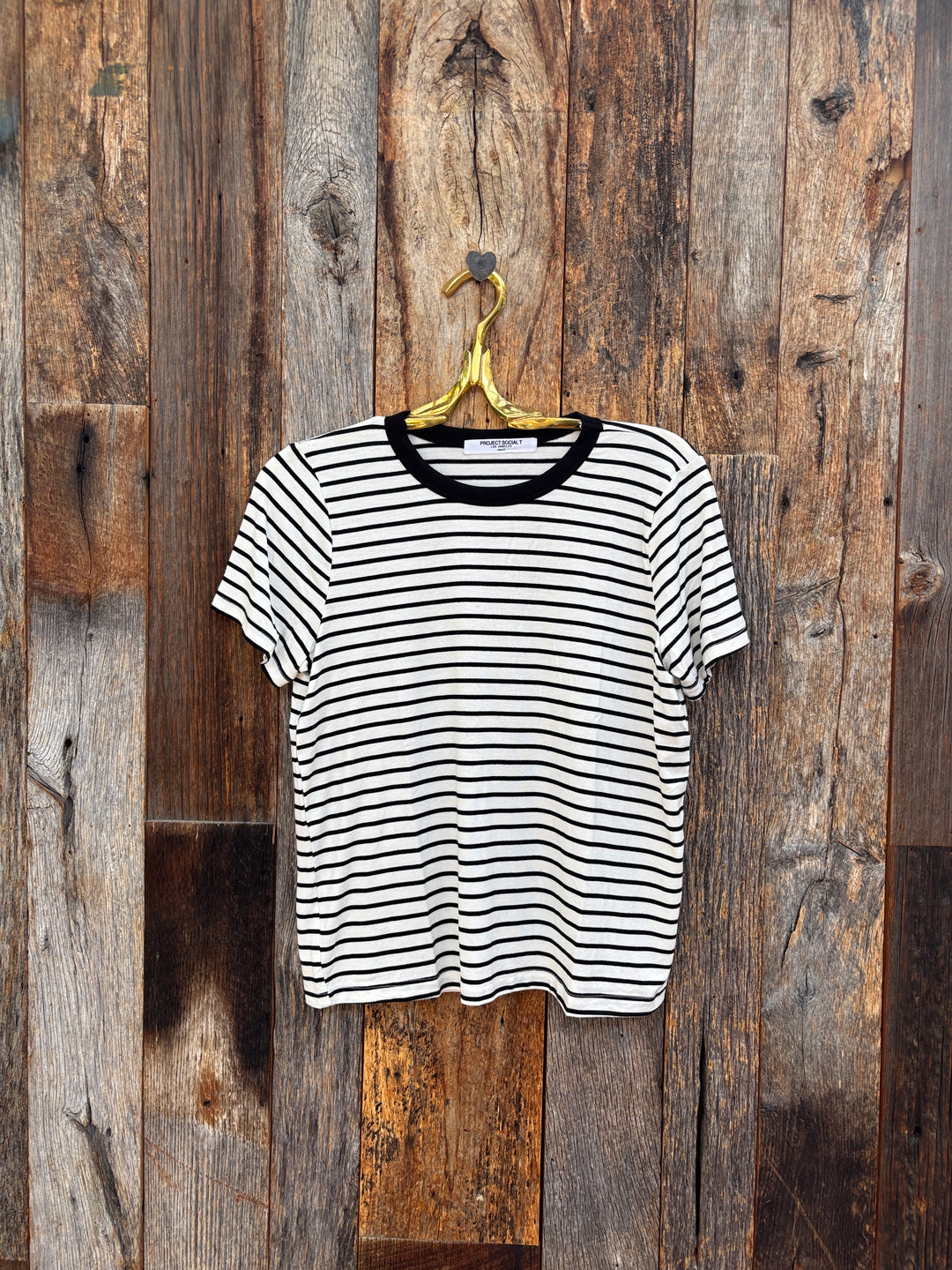 Project Social T Nera Crew Striped Tee Ivory/Black