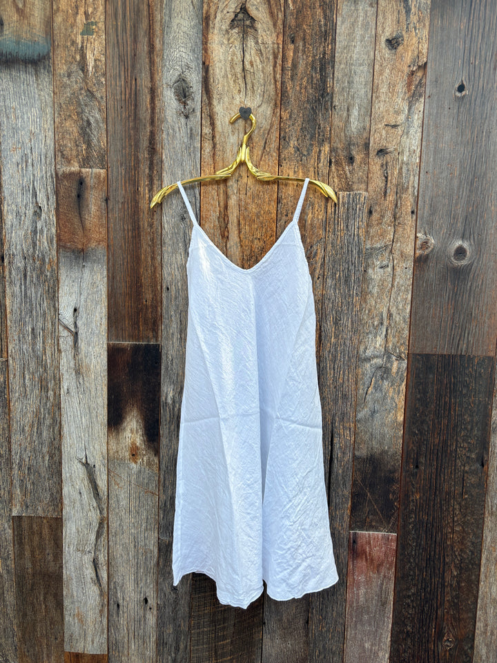 Milio Milano Linen Midi Slip Dress White