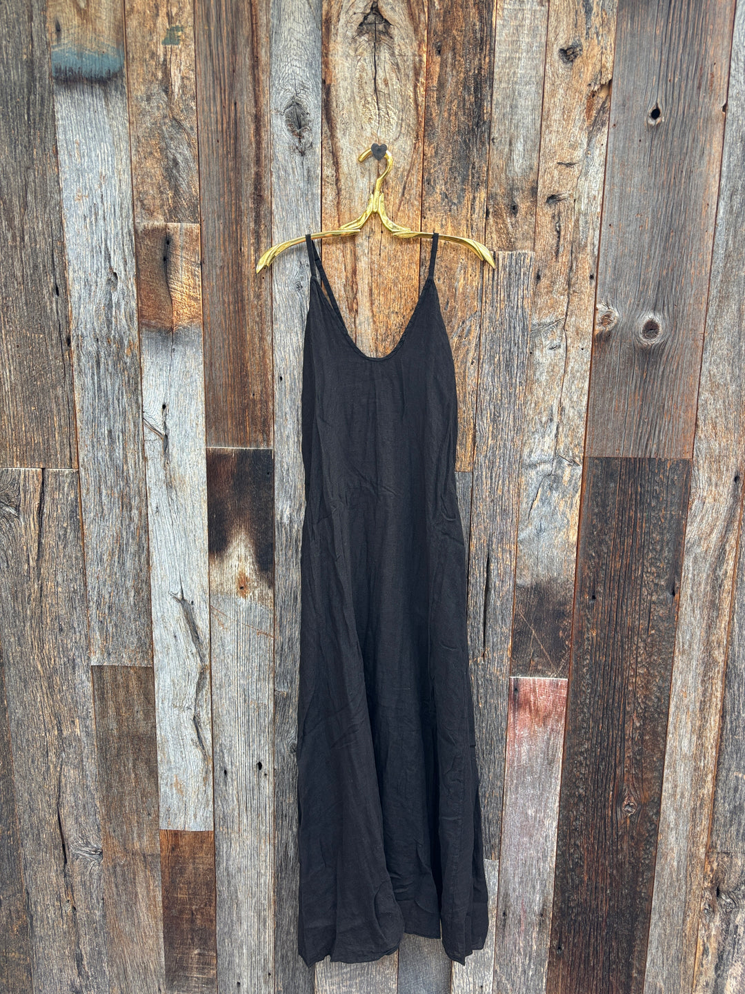 Milio Milano Spaghetti Strap Maxi Dress Black