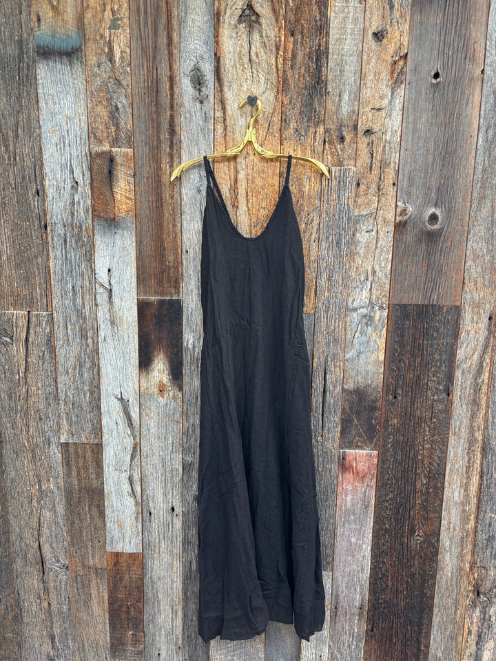 Milio Milano Spaghetti Strap Maxi Dress Black