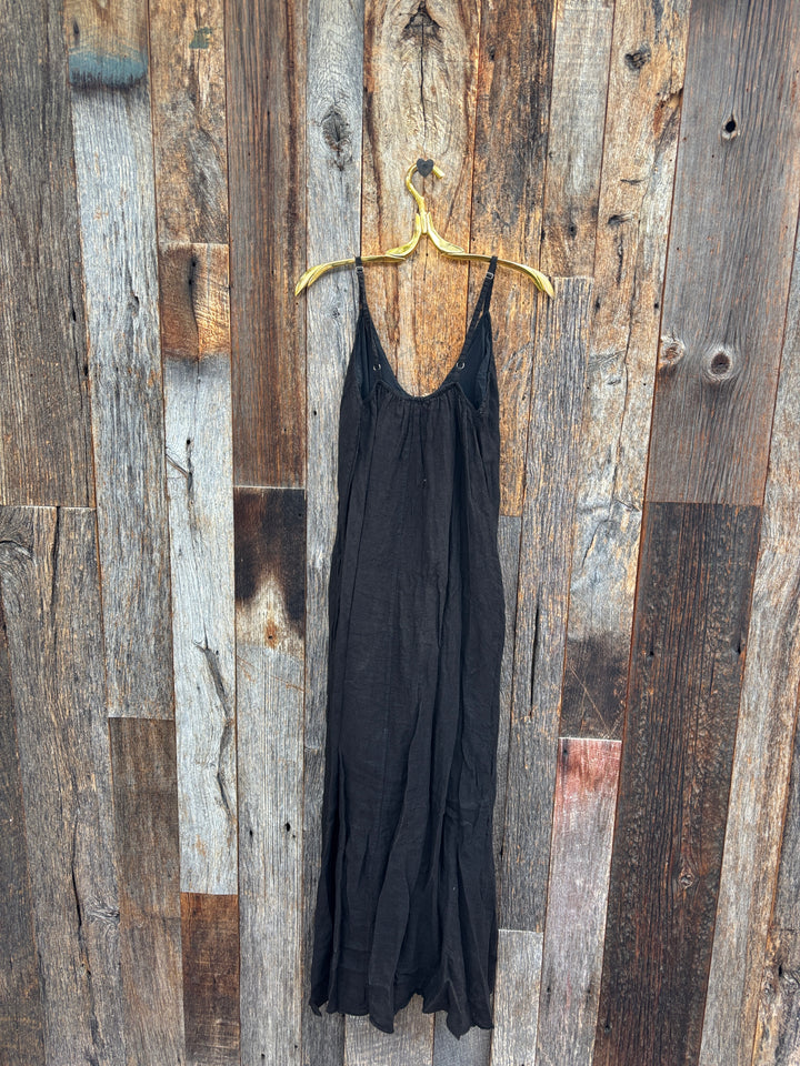 Milio Milano Spaghetti Strap Maxi Dress Black