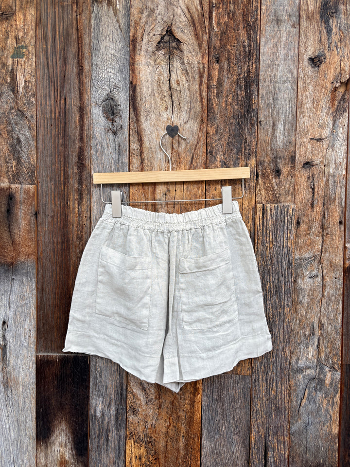 Milio Milano Button Detail Linen Shorts Beige
