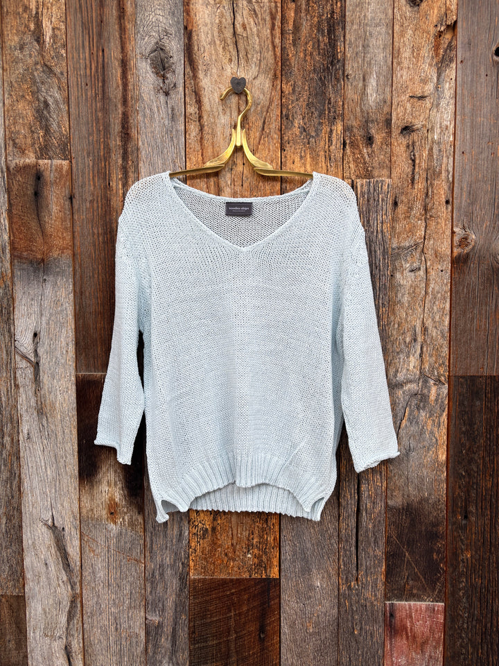 Wooden Ships Lexie 3/4 Sleeve V Neck Ventena Blue