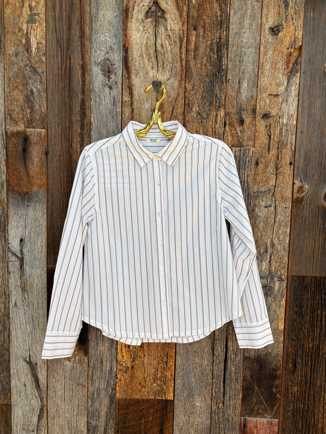 Dylan Hi-Low Modern Shirt White/Brown