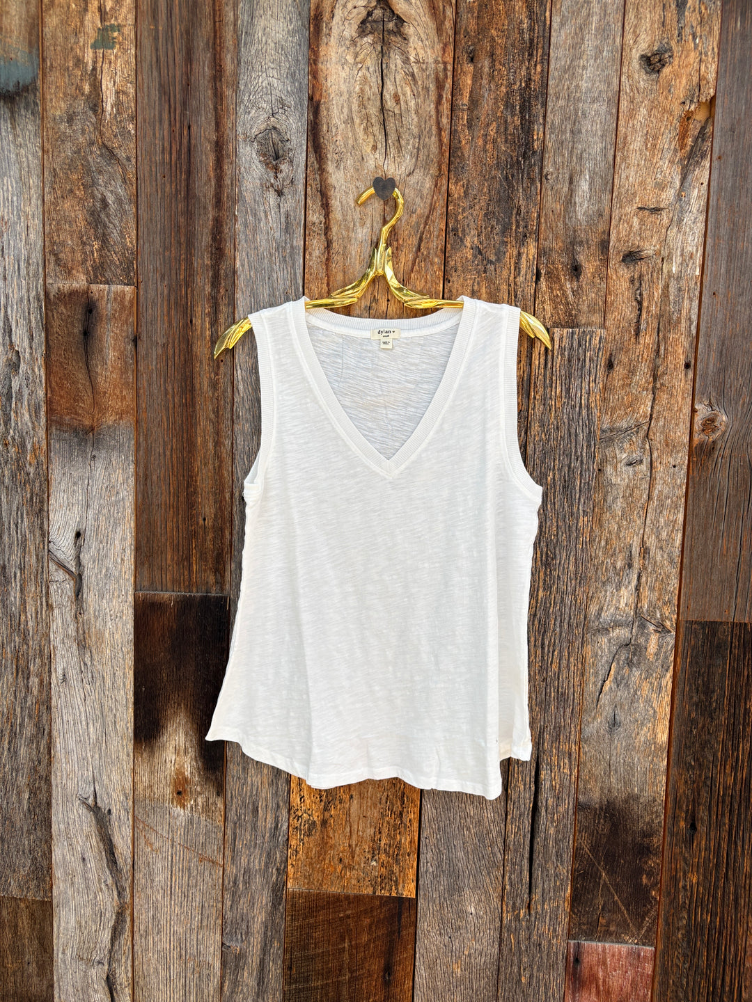Dylan Deep V Sleeveless Top White