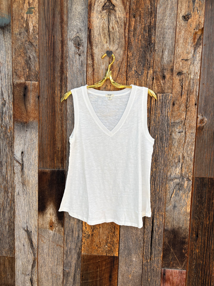 Dylan Deep V Sleeveless Top White