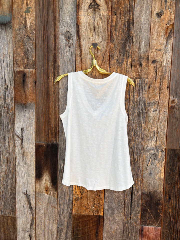 Dylan Deep V Sleeveless Top White
