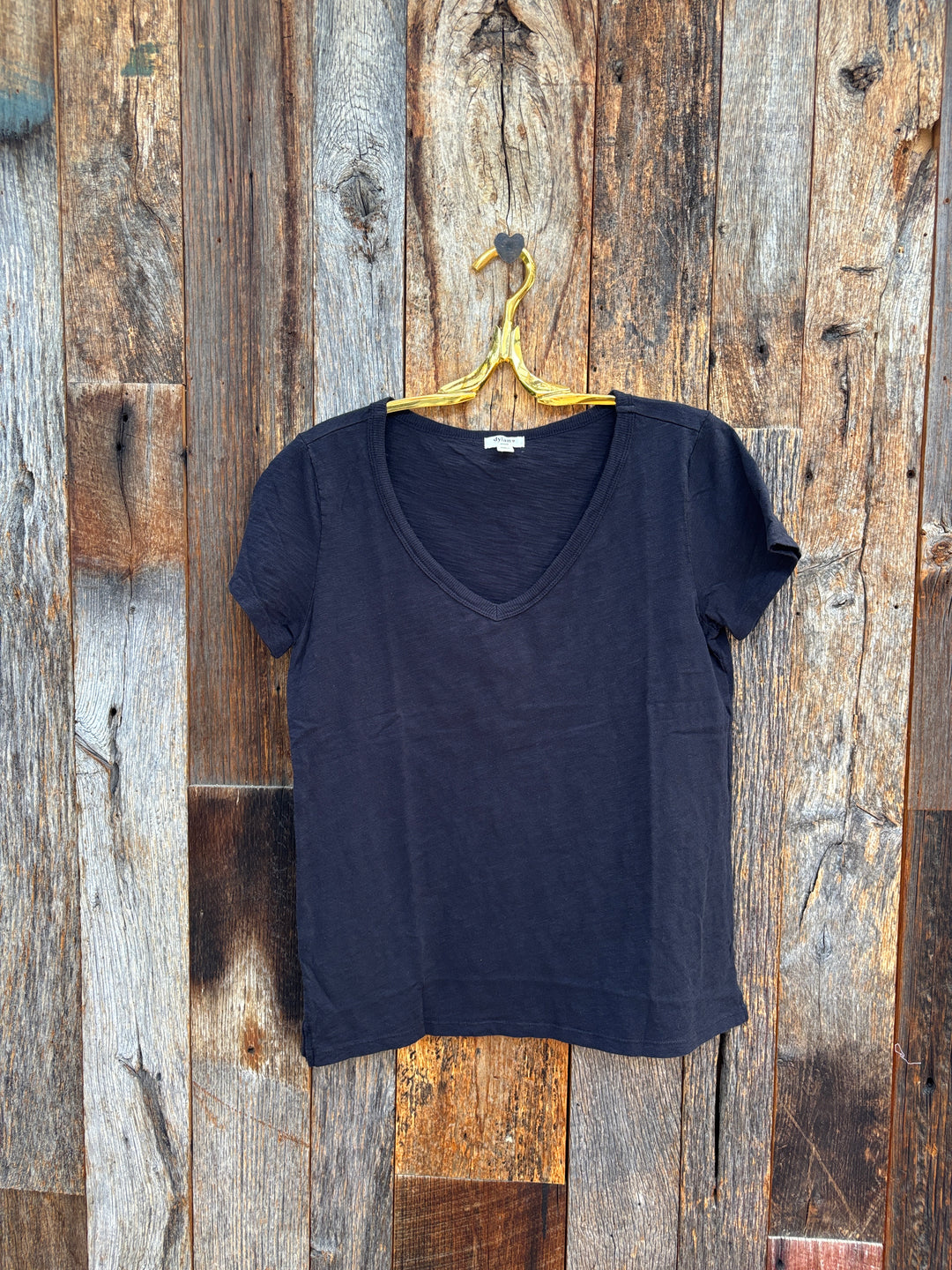 Dylan S/S Deep V-Tee Washed Black