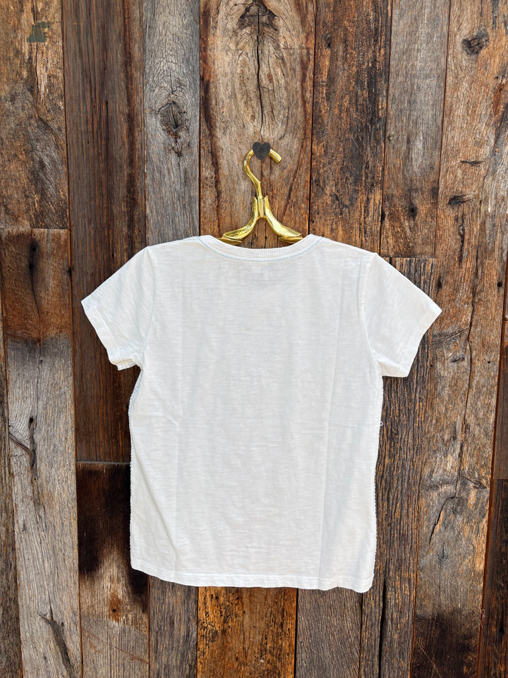 Dylan Crew Contrast Stitch Top White/Blue