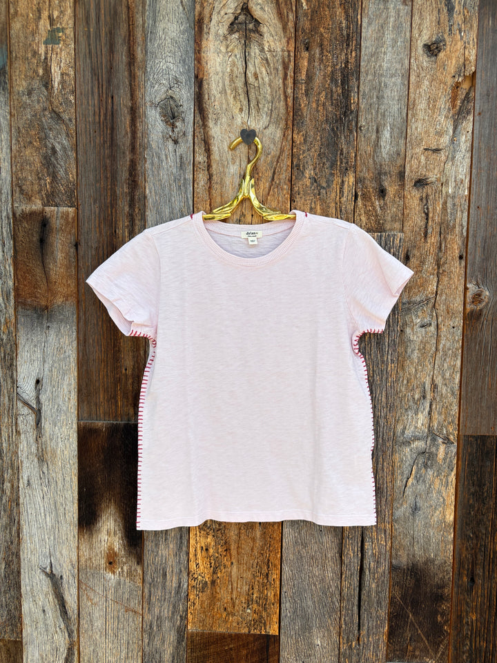 Dylan Crew Contrast Stitch Top Petal/Red