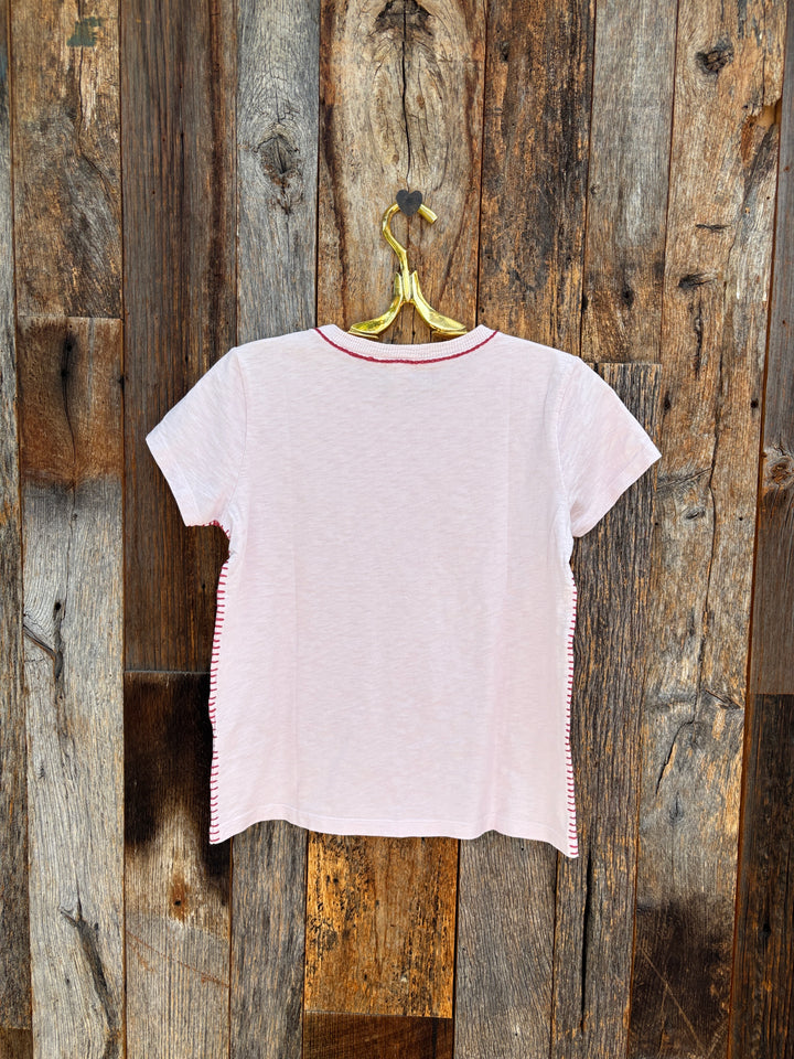 Dylan Crew Contrast Stitch Top Petal/Red