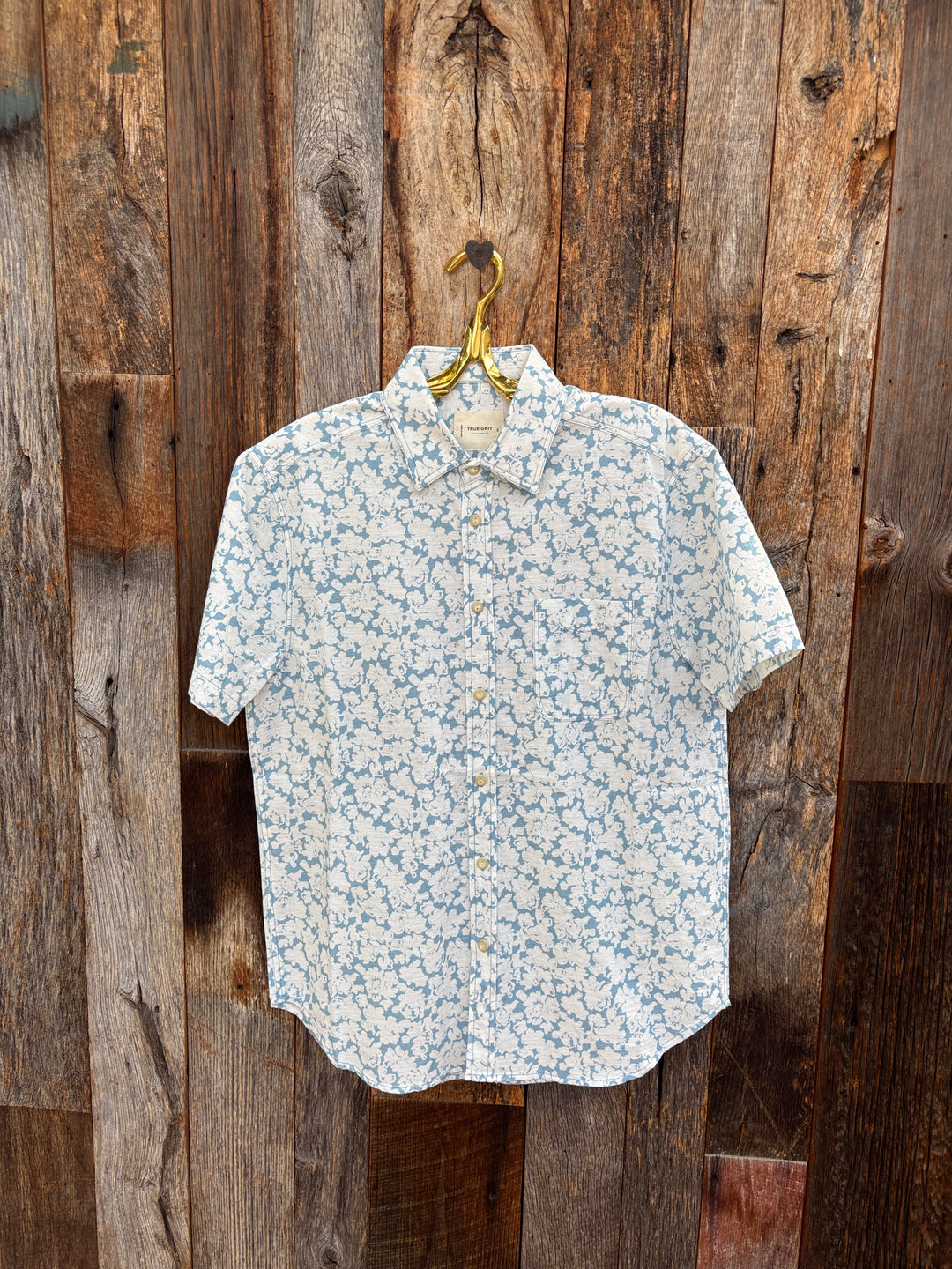 True Grit S/S 1 Pocket Linen Shirt- Blue