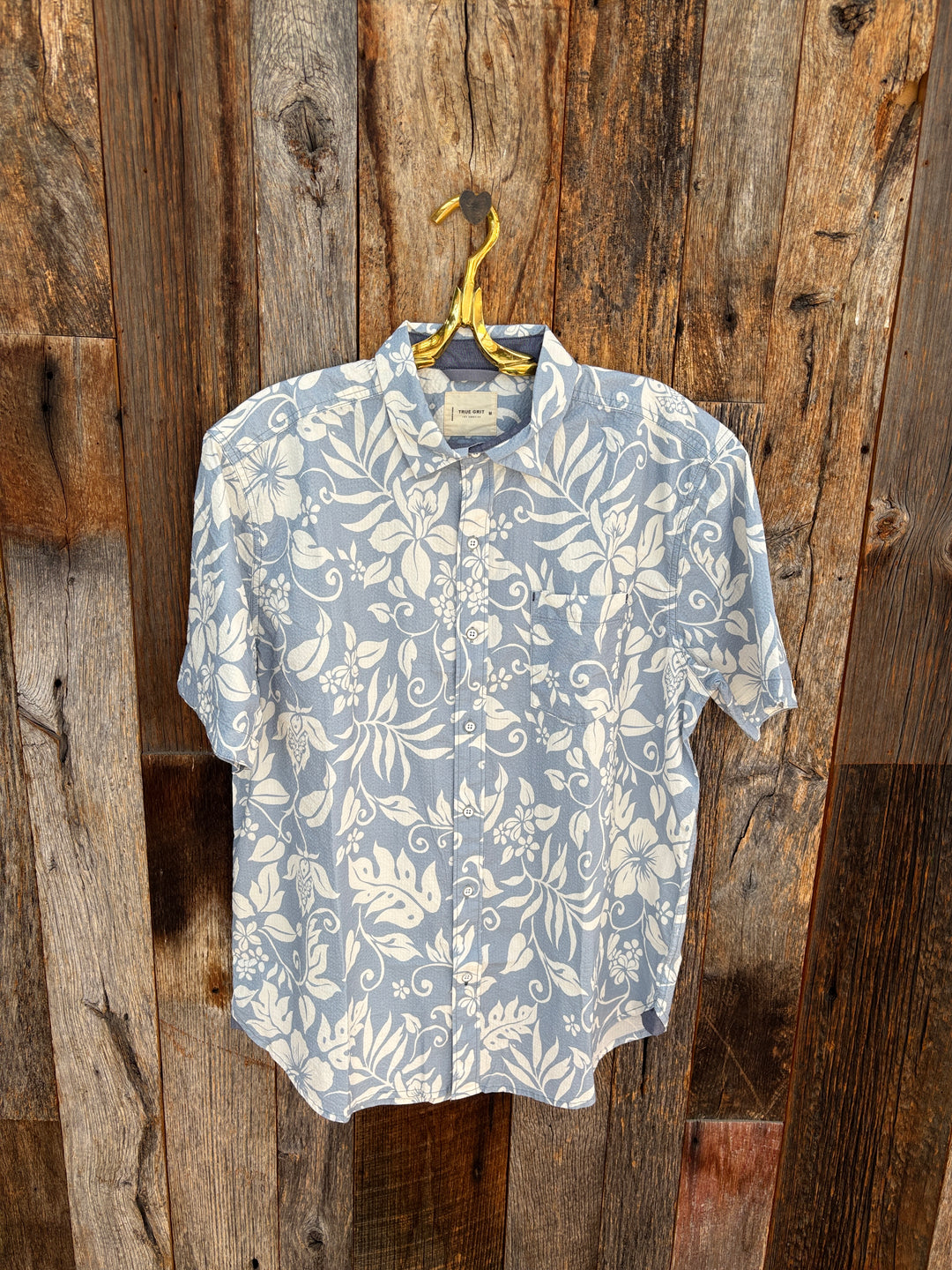 True Grit S/S 1 Pocket Shirt- Soft Blue Floral