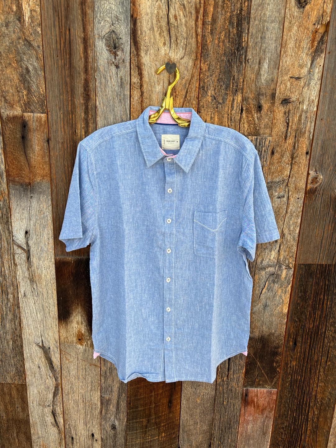 True Grit S/S 1 Pocket Shirt- Chambray