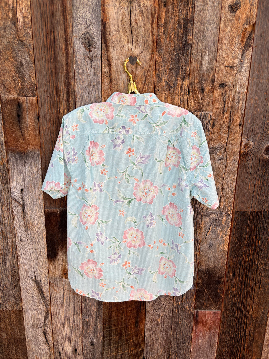 True Grit S/S 1 Pocket Shirt- Turquoise Floral