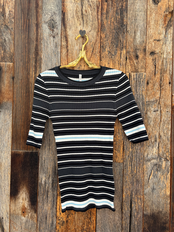 Paper Label Summer Stripe Shirt Midnight Blue