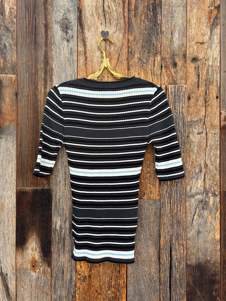 Paper Label Summer Stripe Shirt Midnight Blue