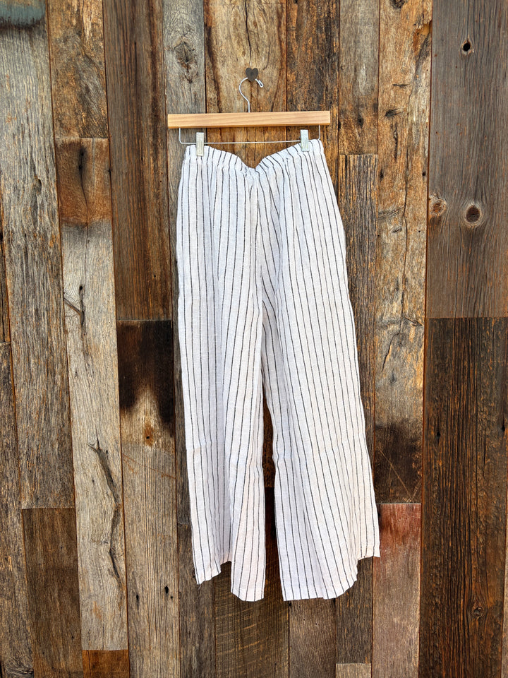 Milio Milano Textured Stripe Linen Pants- White/Black