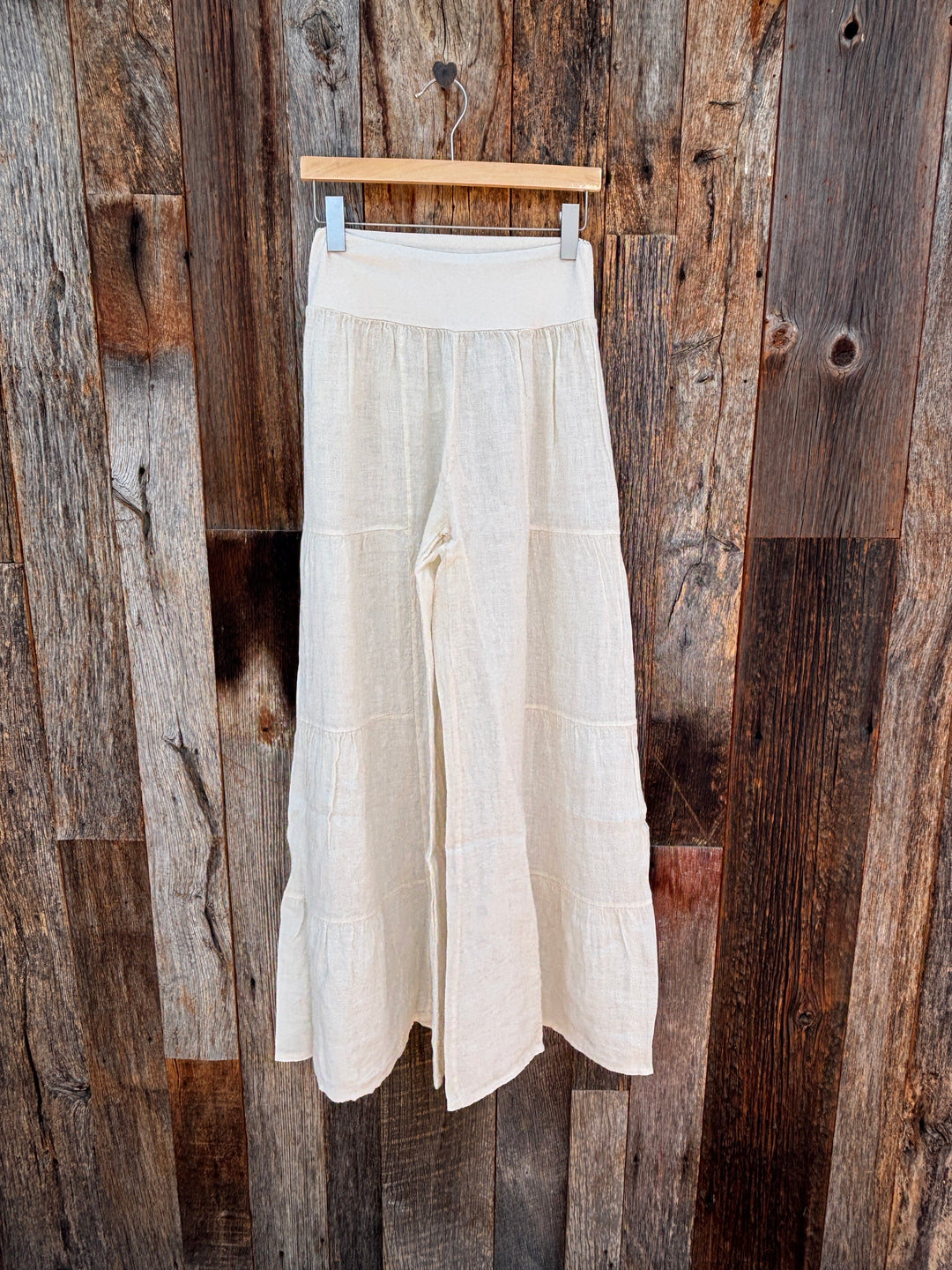Linen Tiered Pilazzo Pant-Butter