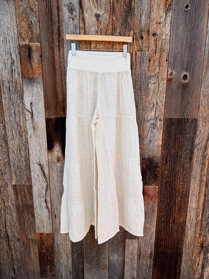 Linen Tiered Pilazzo Pant-Butter