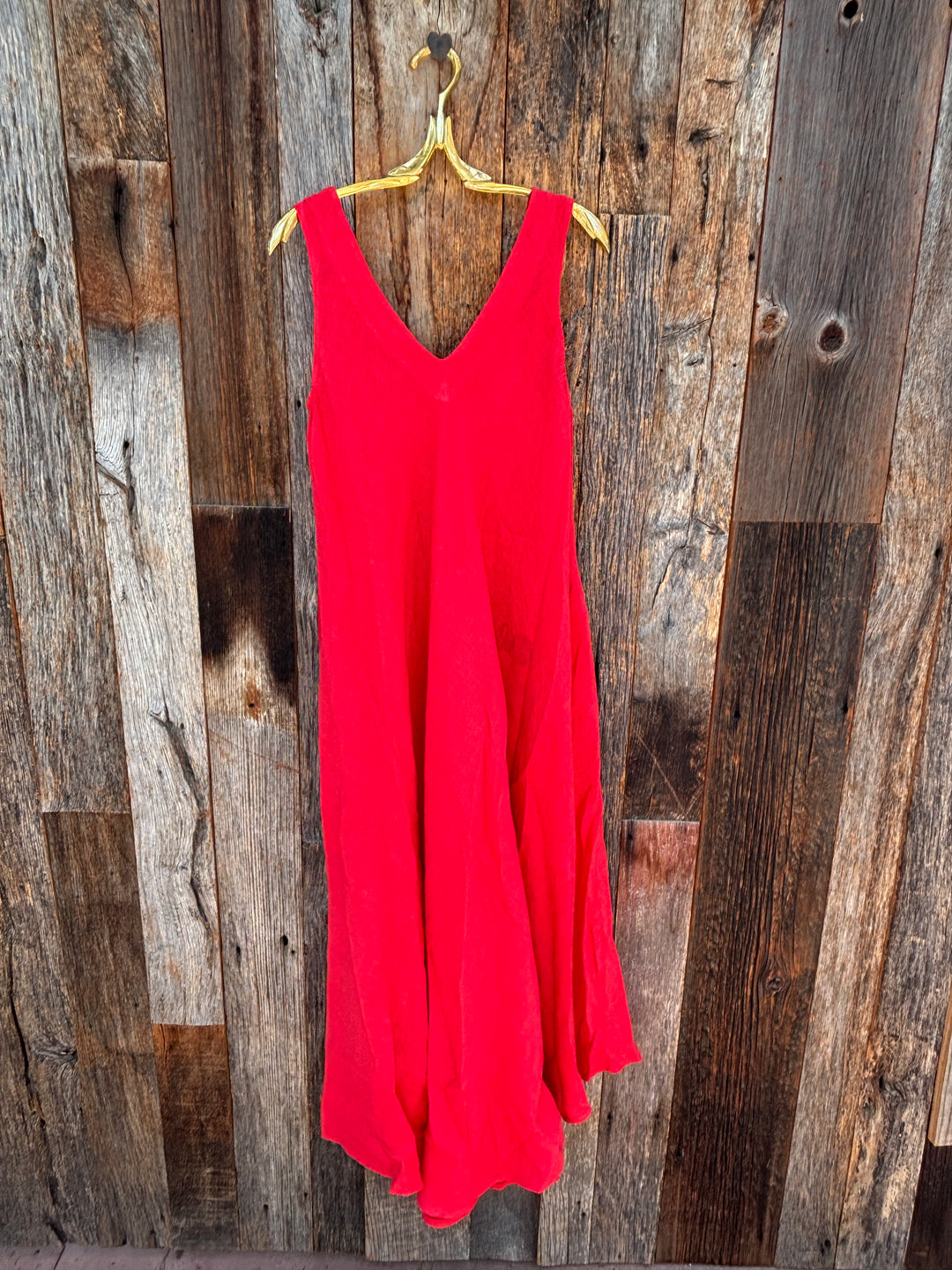 Milio Milano Linen V-Neck Maxi Dress- Red – Island Farm