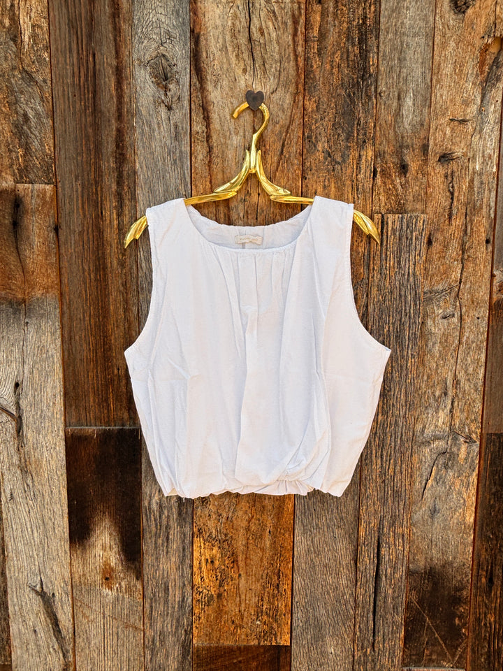 Milio Milano White  Cotton Poplin Bubble Top