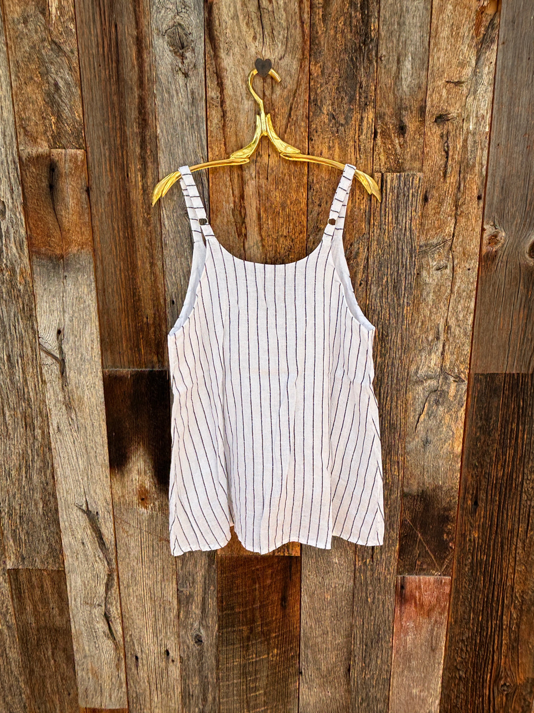 Milio Milano Textured Stripe Linen Tank- White/Black