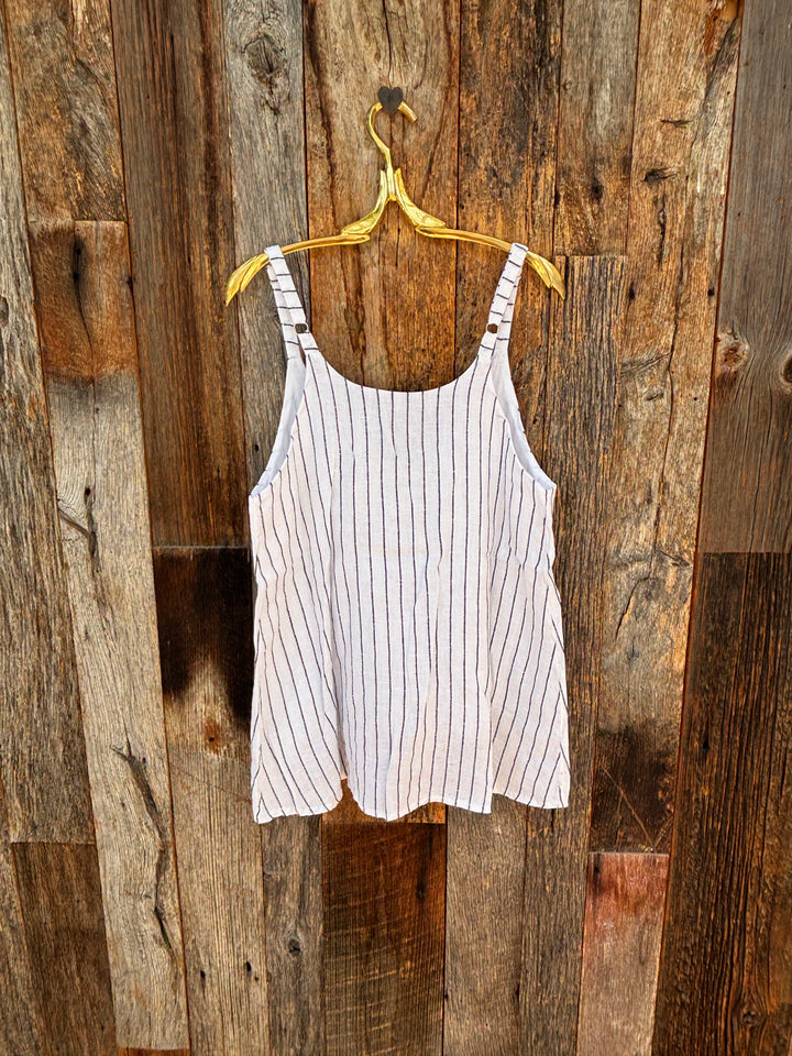 Milio Milano Textured Stripe Linen Tank- White/Black