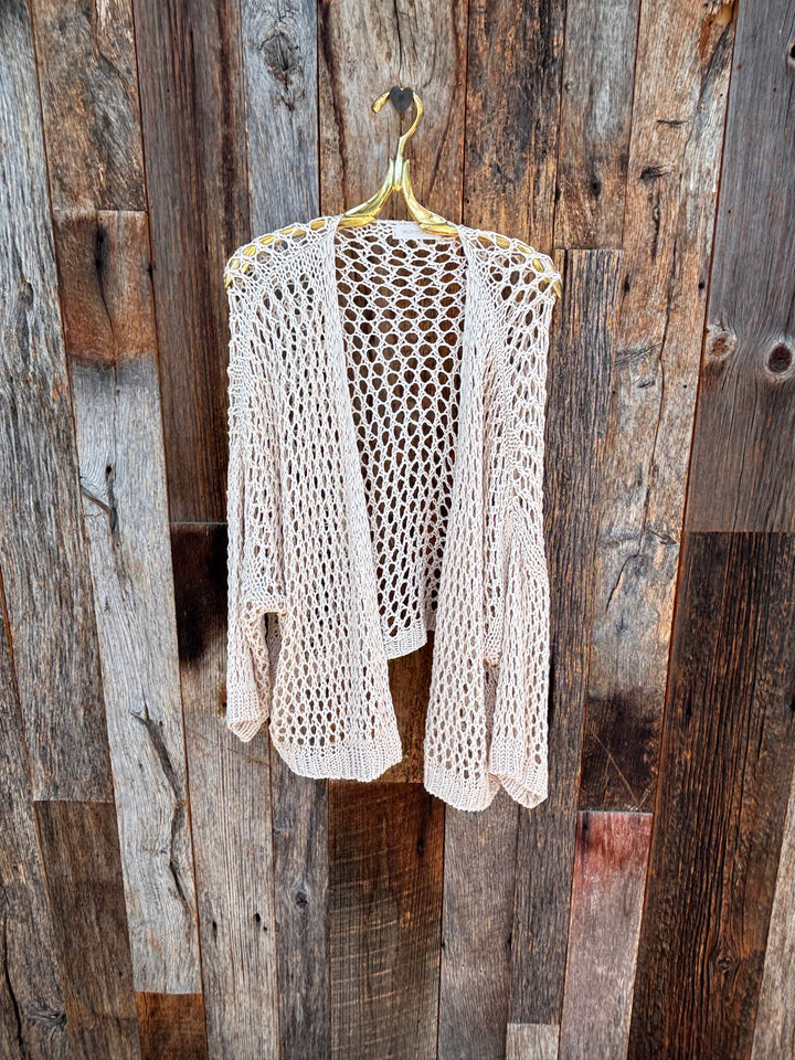 Milio Milano Crochet Knit Cardigan- Beige