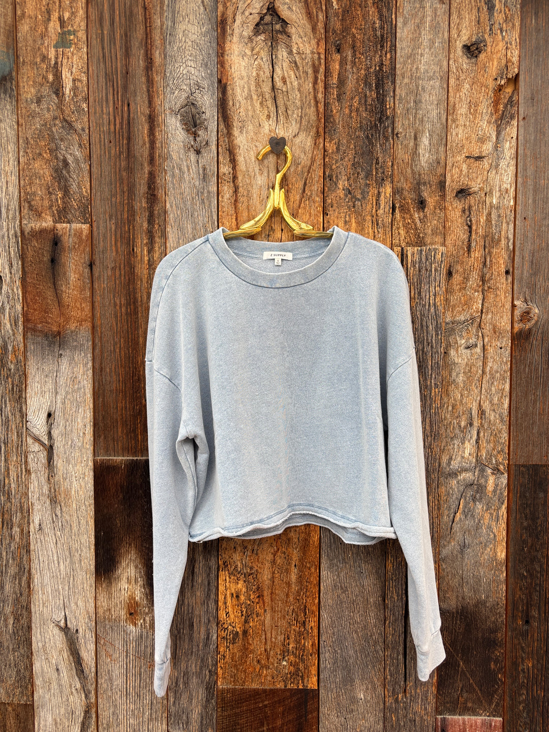 Z Supply Circuit Knit Denim Sweatshirt - Ocean Air Indigo