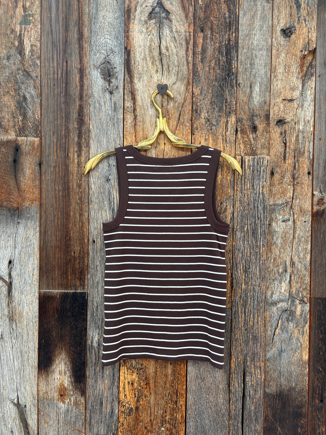 Z Supply Rowe Striped Scoop Tank - Dark Chocolate
